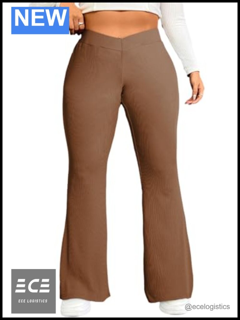 Plus Size High Waisted Crossover Flare Leggings Tummy Control Lounge Pants